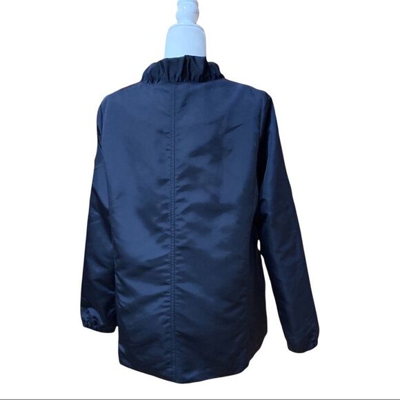 GAP Navy Blue Light Rain Jacket Ruffled Drawstring Collar Sz M New - Picture 6 of 13
